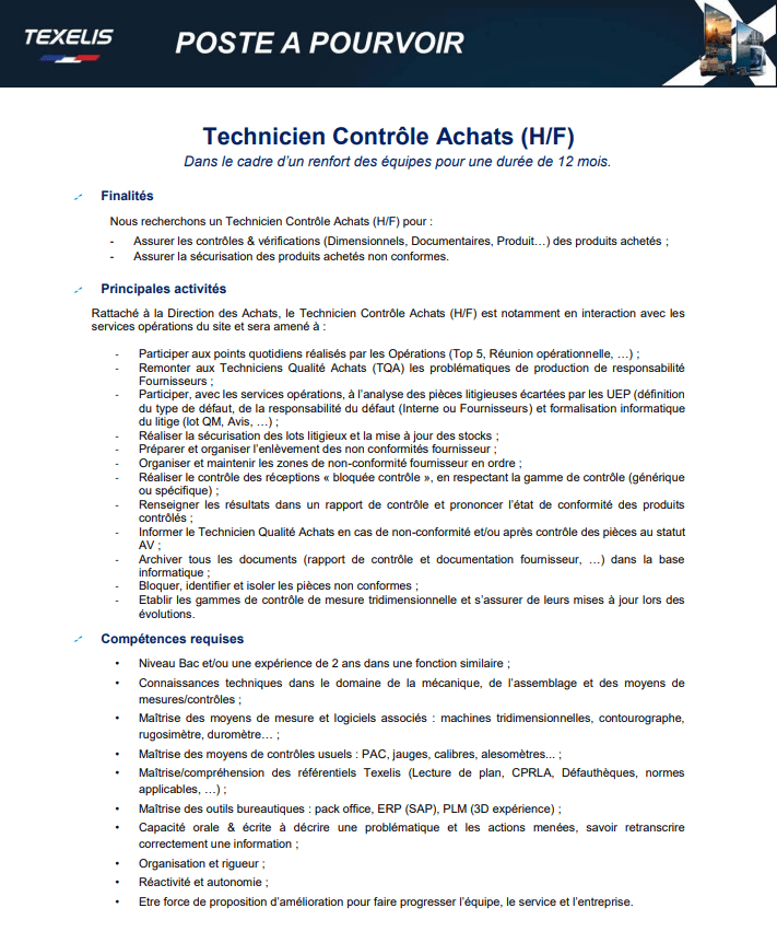 Technicien contrôle achats (H/F) 1