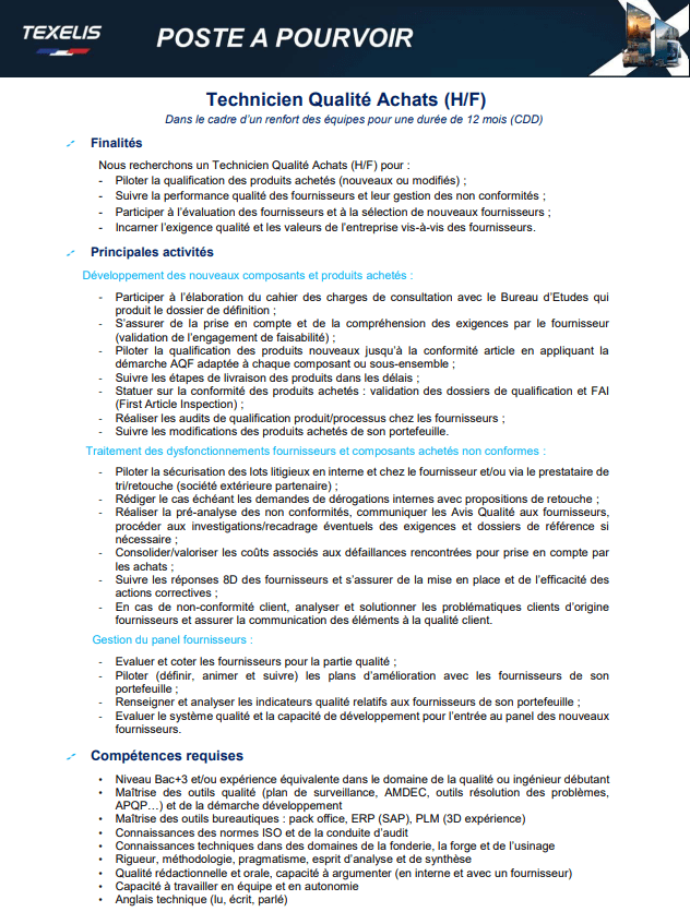 Technicien Qualité Achats (H/F) 1