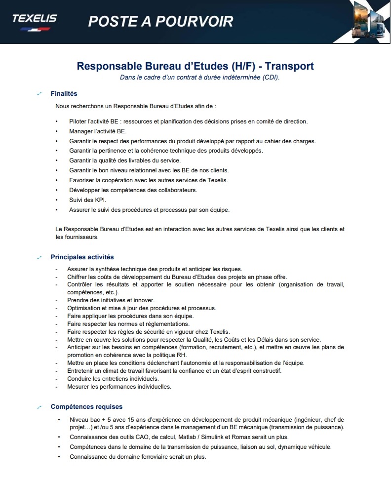 Offre d'emploi - Responsable BE (H/F) 2
